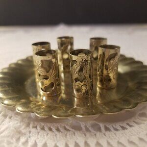 Alpaca Dollhouse Tumbler and Tray Glass Set Miniature 1:12 Tin Vintage